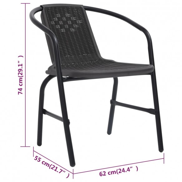 Chaises de jardin 6 pcs Rotin plastique et acier 110 kg