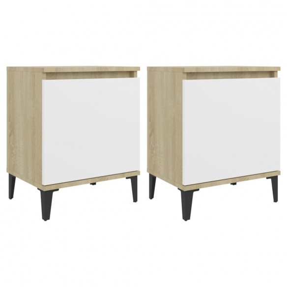 Tables de chevet 2 pcs Blanc et chêne sonoma 40x30x50 cm