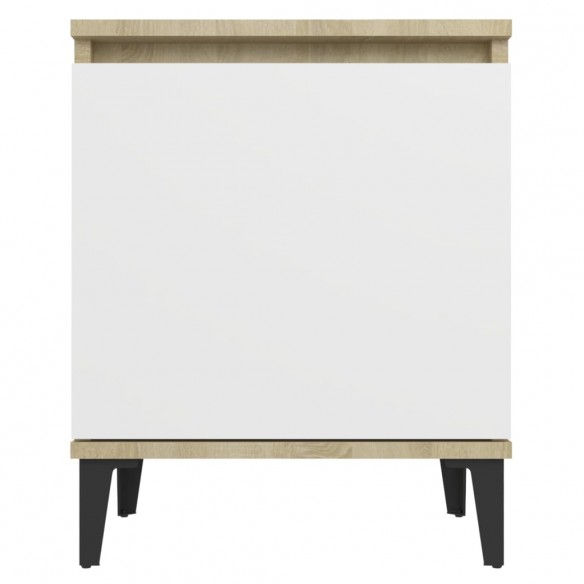 Tables de chevet 2 pcs Blanc et chêne sonoma 40x30x50 cm
