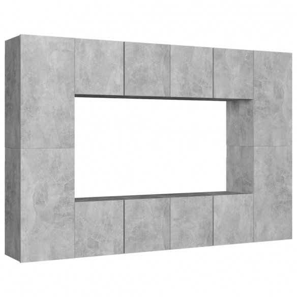 Ensemble de meubles TV 8 pcs Gris béton Aggloméré