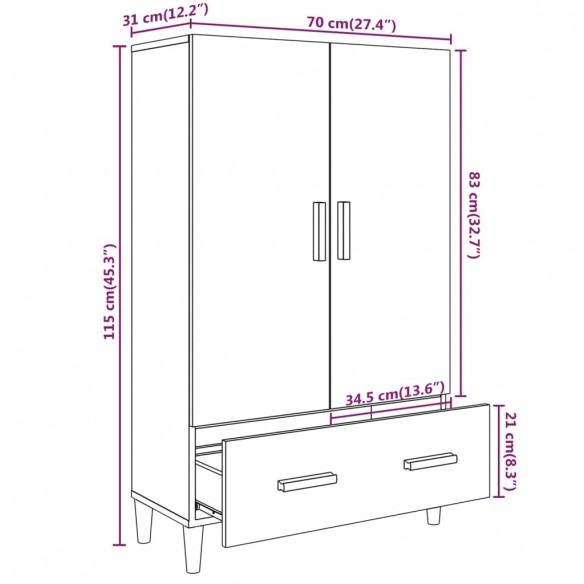 Buffet Gris béton 70x31x115 cm Bois d'ingénierie