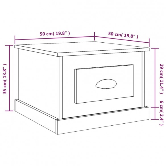 Table basse blanc brillant 50x50x35 cm bois d'ingénierie