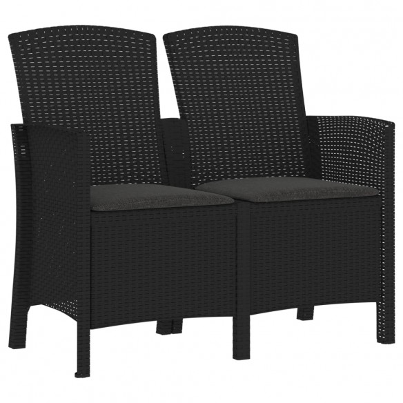 Banc de jardin 2 places avec coussins Rotin PP Graphite