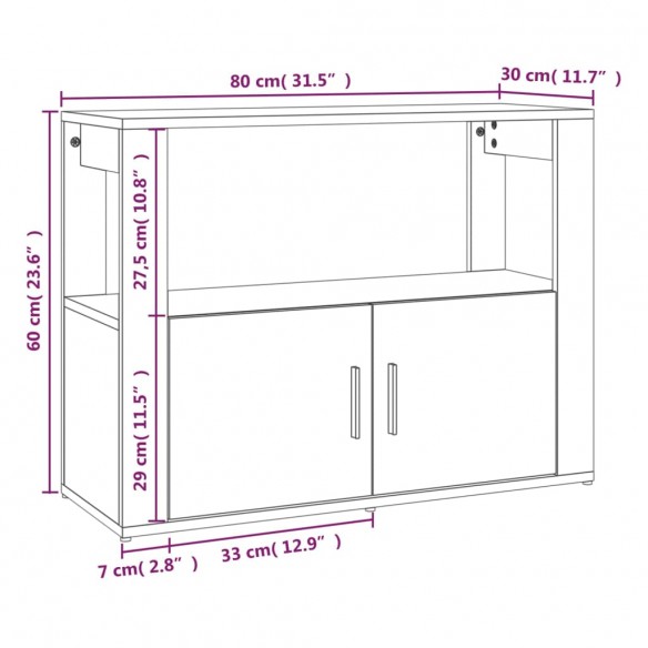 Buffet Chêne marron 80x30x60 cm Bois d'ingénierie