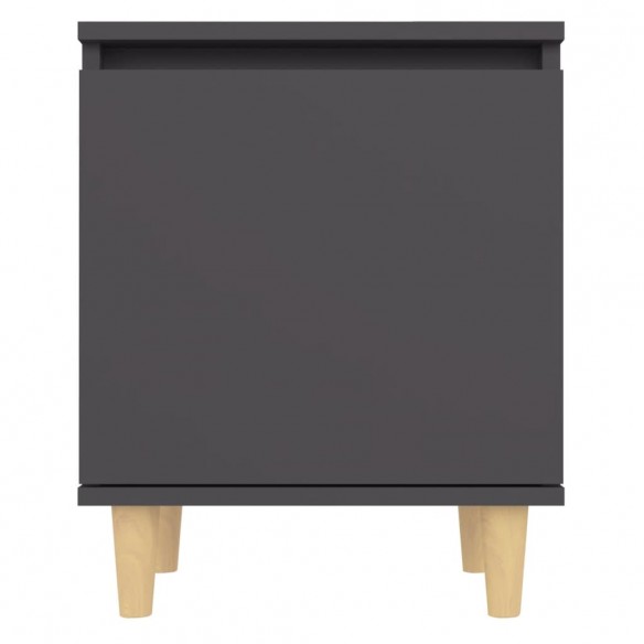 Table de chevet avec pieds en bois solide Gris 40x30x50 cm