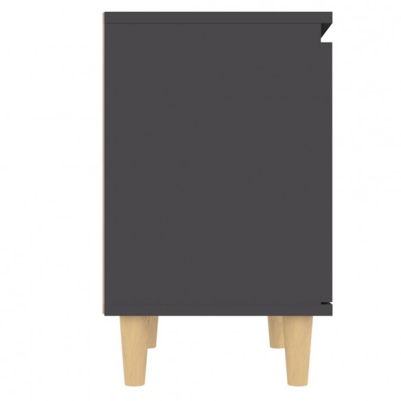 Table de chevet avec pieds en bois solide Gris 40x30x50 cm