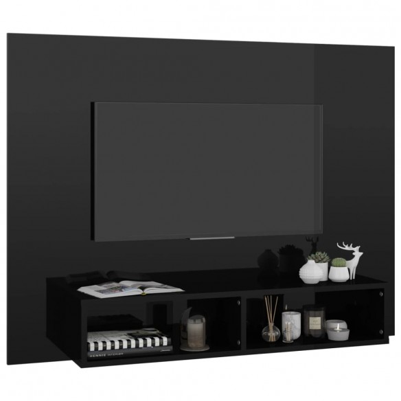 Meuble TV mural Noir brillant 120x23,5x90 cm Aggloméré