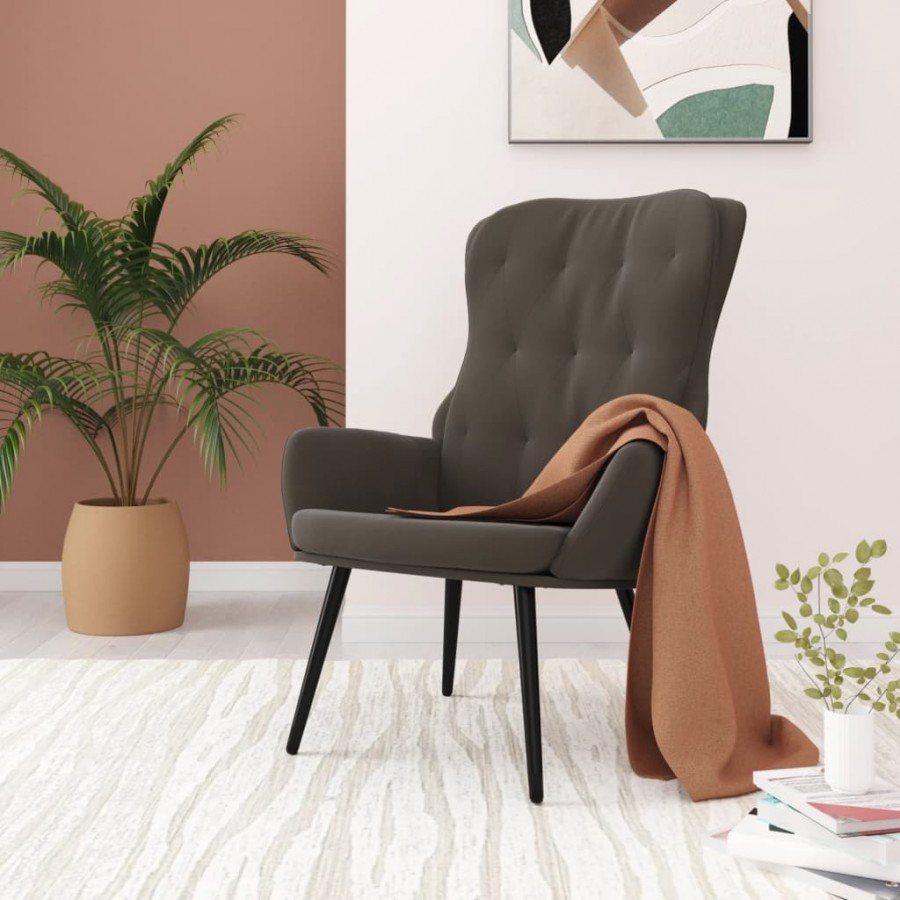 Chaise de relaxation Gris foncé Velours