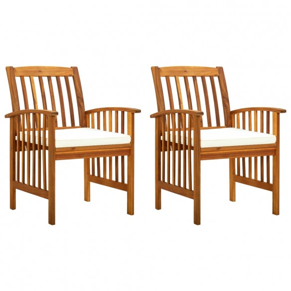 Chaises à dîner de jardin 2pcs et coussins Bois d'acacia massif