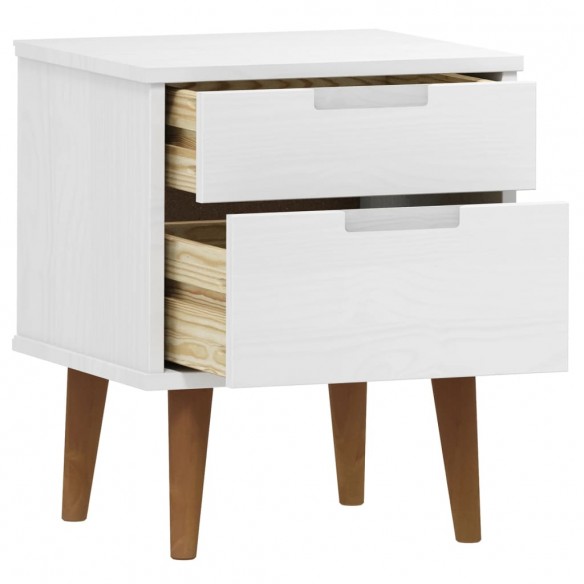 Table de chevet MOLDE Blanc 40x35x48 cm Bois de pin massif