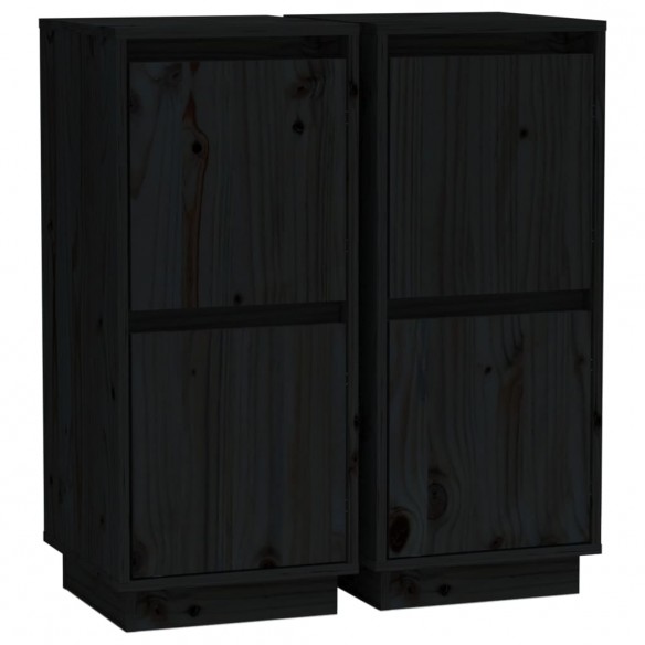 Buffets 2 pcs Noir 31,5x34x75 cm Bois massif de pin