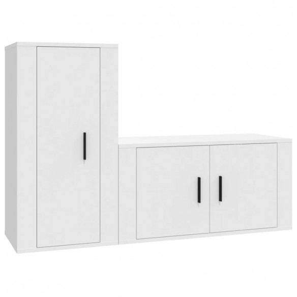 Ensemble de meubles TV 2 pcs Blanc Bois d'ingénierie