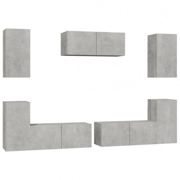 Ensemble de meubles TV 7 pcs Gris béton Bois d'ingénierie