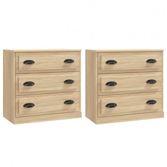 Buffets 2 pcs chêne sonoma bois d'ingénierie