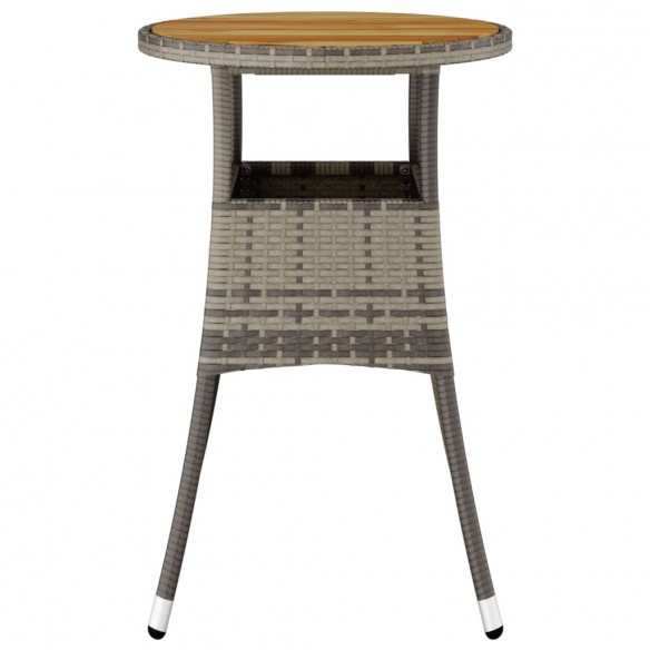 Table de jardin Ø60x75 cm Acacia et résine tressée Gris