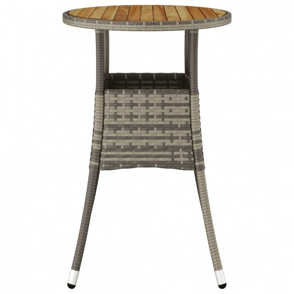 Table de jardin Ø60x75 cm Acacia et résine tressée Gris