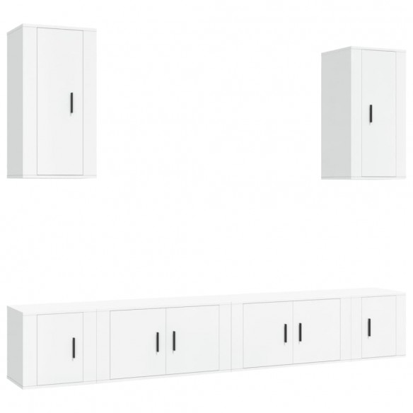 Ensemble de meubles TV 6 pcs Blanc Bois d'ingénierie