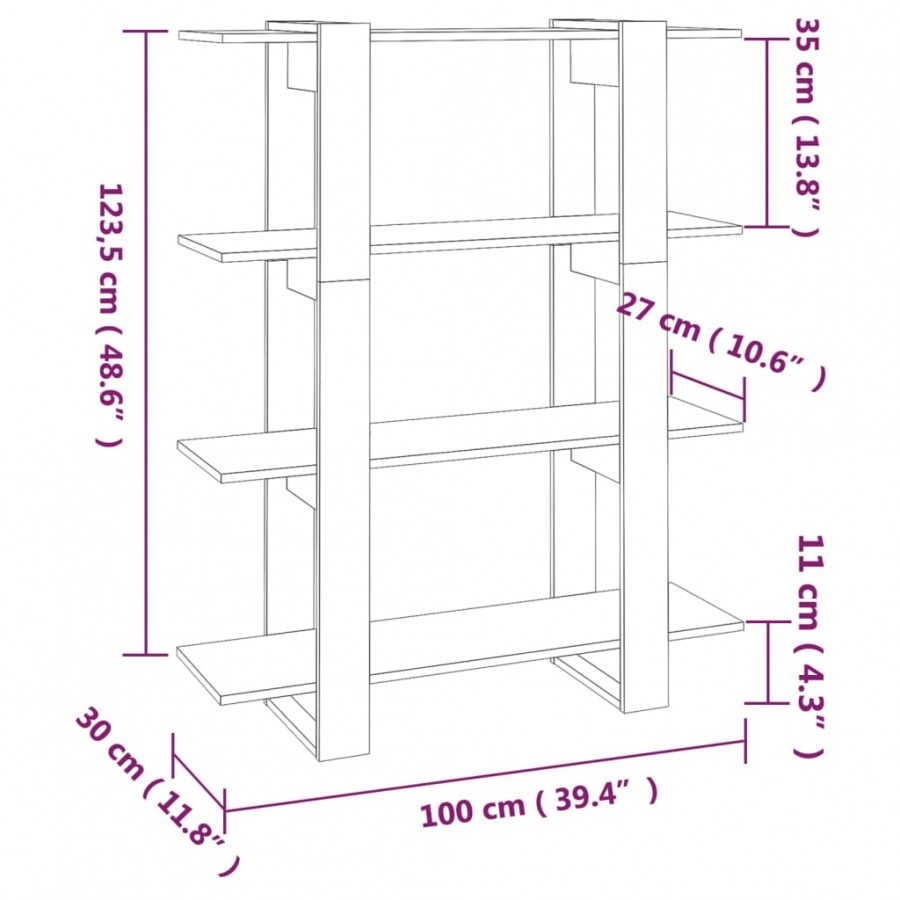 Bibliothèque/Séparateur de pièce Blanc brillant 100x30x123,5 cm Bibliothèque/Séparateur de pièce Blanc brillant 100x30x123,5 cm