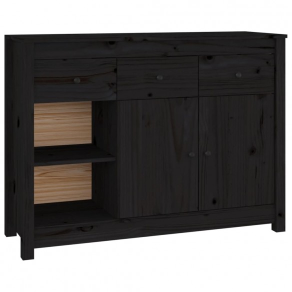 Buffet Noir 100x35x74 cm Bois massif de pin