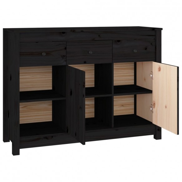 Buffet Noir 100x35x74 cm Bois massif de pin