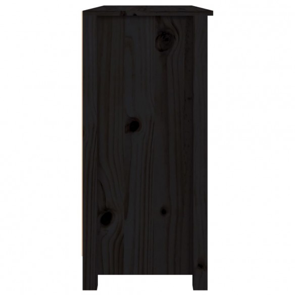 Buffet Noir 100x35x74 cm Bois massif de pin