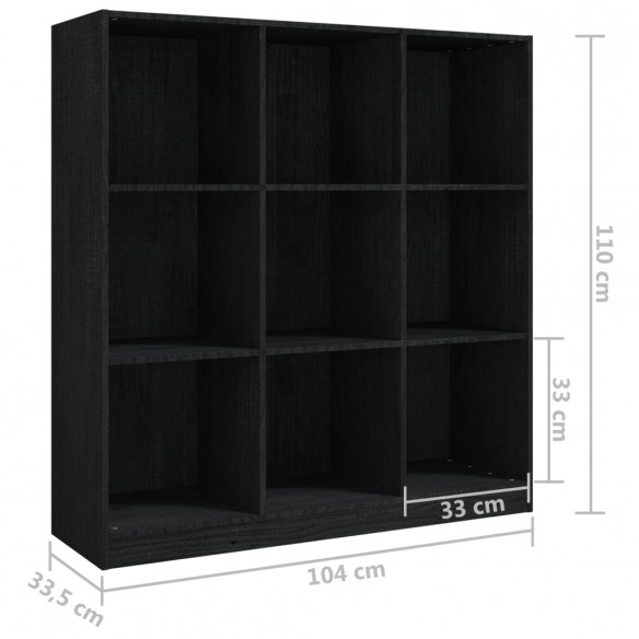 Bibliothèque/Séparateur de pièce Noir 104x33,5x110cm Pin massif