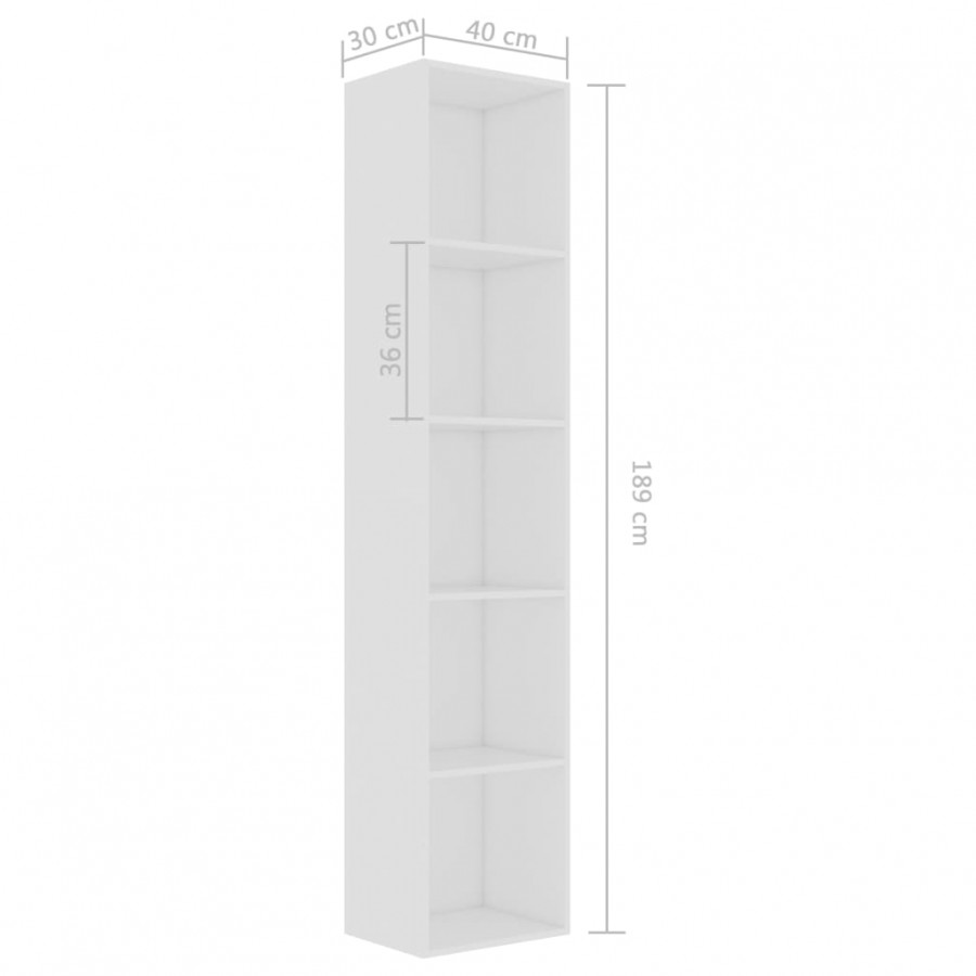 Bibliothèque Blanc 40x30x189 cm Aggloméré