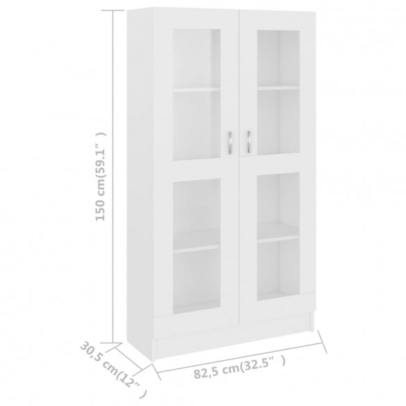 Armoire à vitrine Blanc 82,5x30,5x150 cm Aggloméré