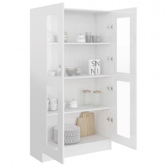 Armoire à vitrine Blanc brillant 82,5x30,5x150 cm Aggloméré