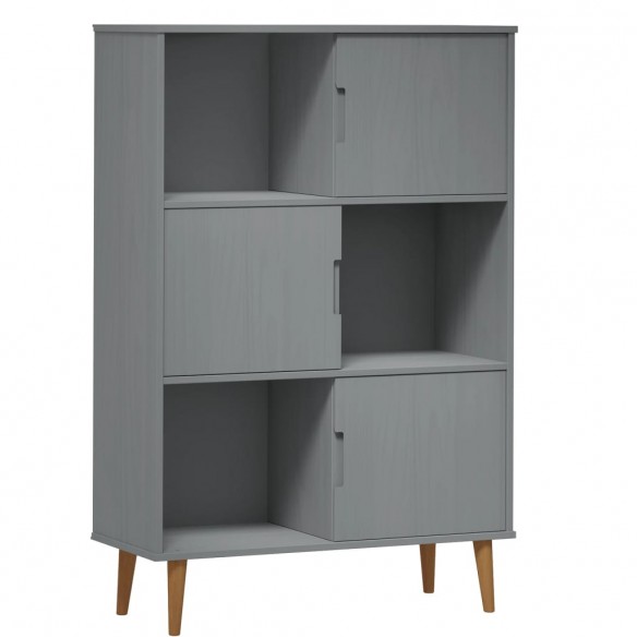 Bibliothèque MOLDE Gris 90x35x133,5 cm Bois massif de pin