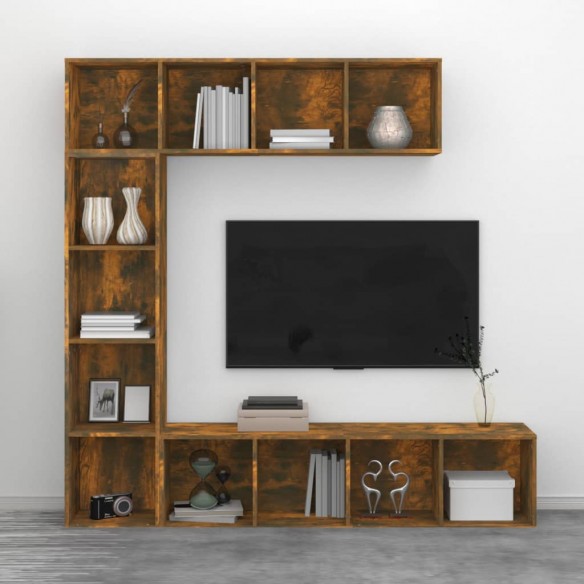 Ensemble bibliothèque/meuble TV 3 pcs Chêne fumé 180x30x180 cm