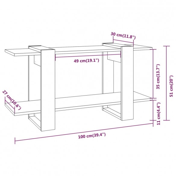 Bibliothèque Chêne fumé 100x30x51 cm Bois d'ingénierie