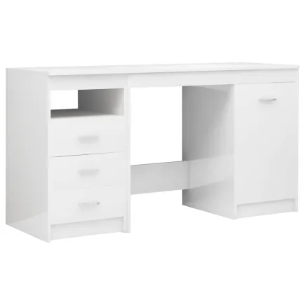 Bureau Blanc brillant 140x50x76 cm Aggloméré 2