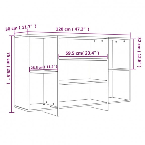 Buffet noir 120x30x75 cm bois d'ingénierie