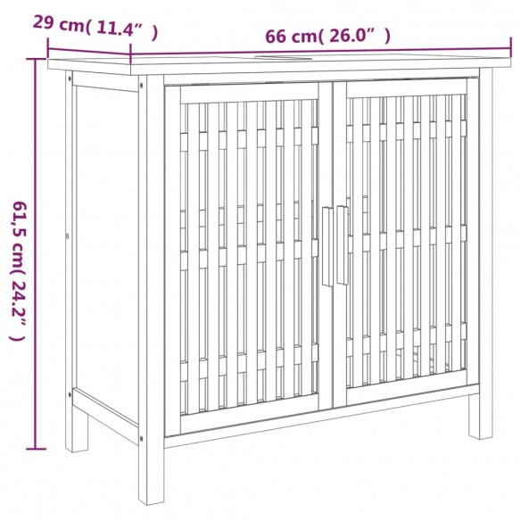 Armoire de salle de bain 66x29x61,5 cm Bois massif de noyer