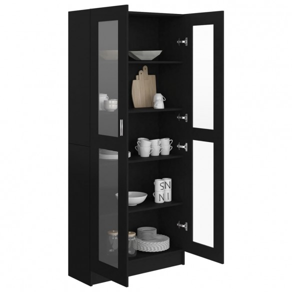 Armoire à vitrine Noir 82,5x30,5x185,5 cm Aggloméré