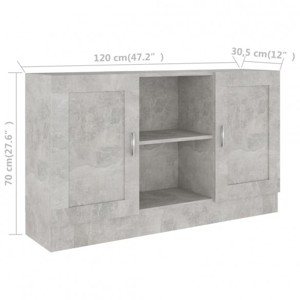 Buffet Gris béton 120x30,5x70 cm Aggloméré