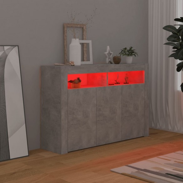 Buffet avec lumières LED gris béton 115,5x30x75 cm