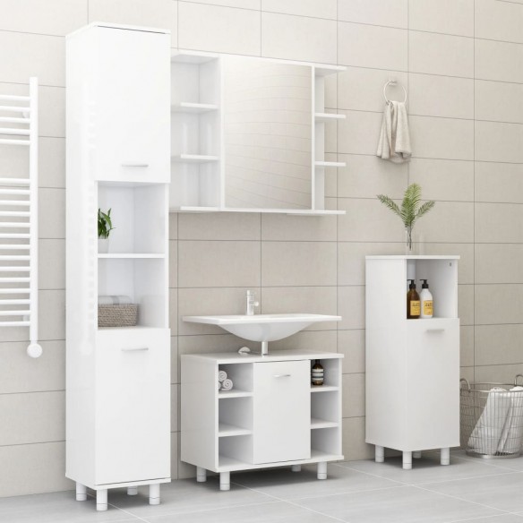 Armoire à miroir de bain Blanc brillant 80x20,5x64 cm Aggloméré