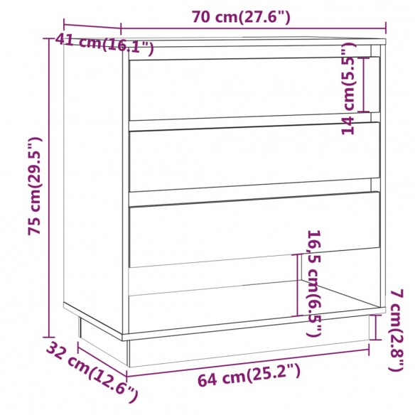 Buffet Sonoma gris 70x41x75 cm Bois d'ingénierie