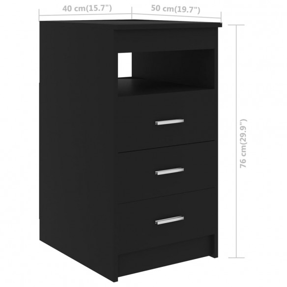 Armoire à tiroirs Noir 40x50x76 cm Bois d'ingénierie