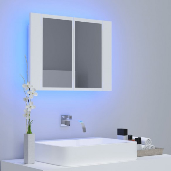 Armoire salle de bain à miroir LED Blanc 60x12x45 cm Acrylique