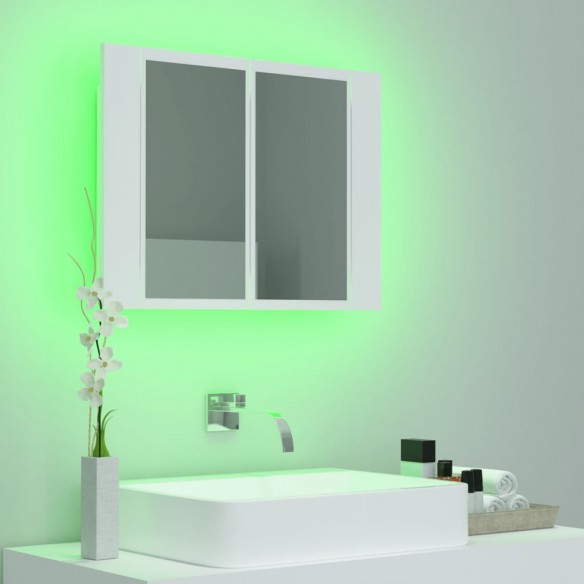 Armoire salle de bain à miroir LED Blanc 60x12x45 cm Acrylique