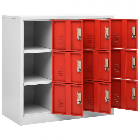 Armoires à casiers 2 pcs Gris clair et rouge 90x45x92,5cm Acier