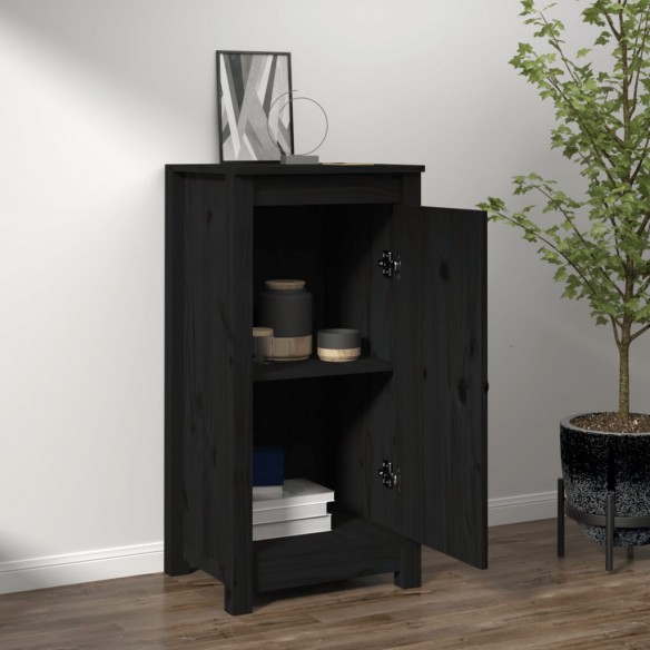 Buffet Noir 40x35x80 cm Bois massif de pin