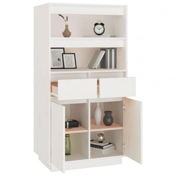 Buffet haut Blanc 60x40x116,5 cm Bois massif de pin