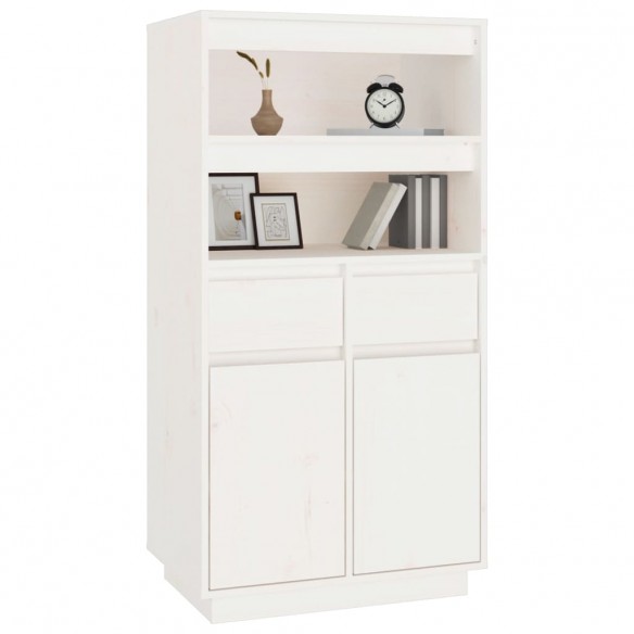 Buffet haut Blanc 60x40x116,5 cm Bois massif de pin