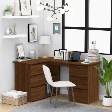 Bureau d'angle Chêne marron 145x100x76 cm