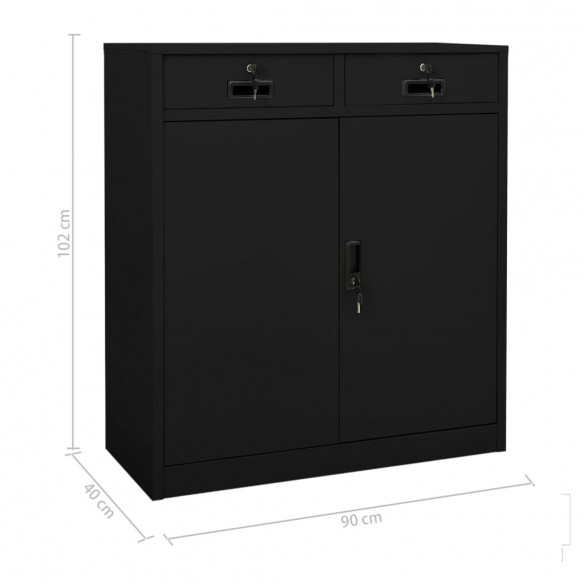 Armoire de bureau Noir 90x40x102 cm Acier