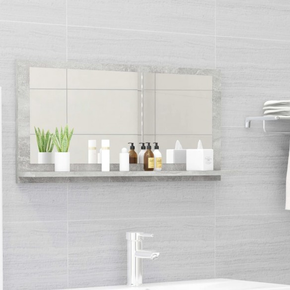 Miroir de salle de bain Gris béton 80x10,5x37 cm Aggloméré